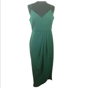 Lulus medium forest green midi wrap dress NWT